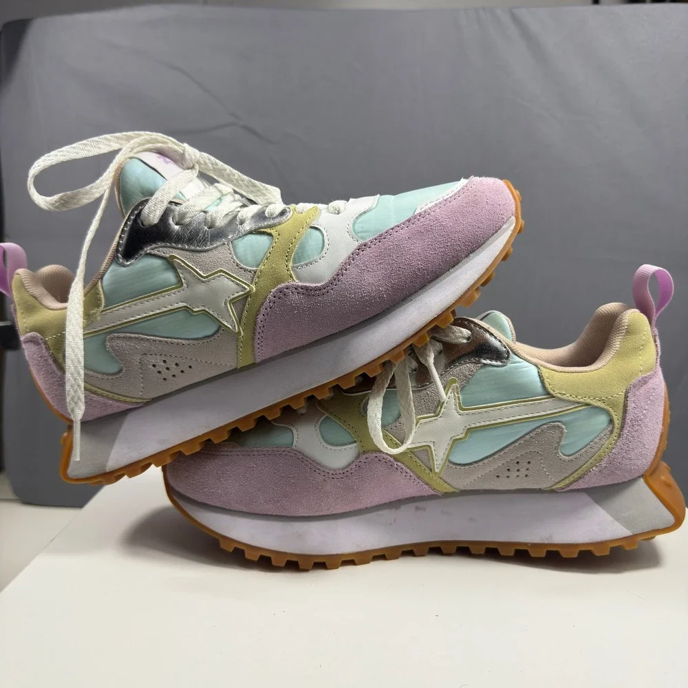 W6YZ Jet-M Sneakers Womens 7 Multi Pastel Suede Retro Running Shoes Wizz